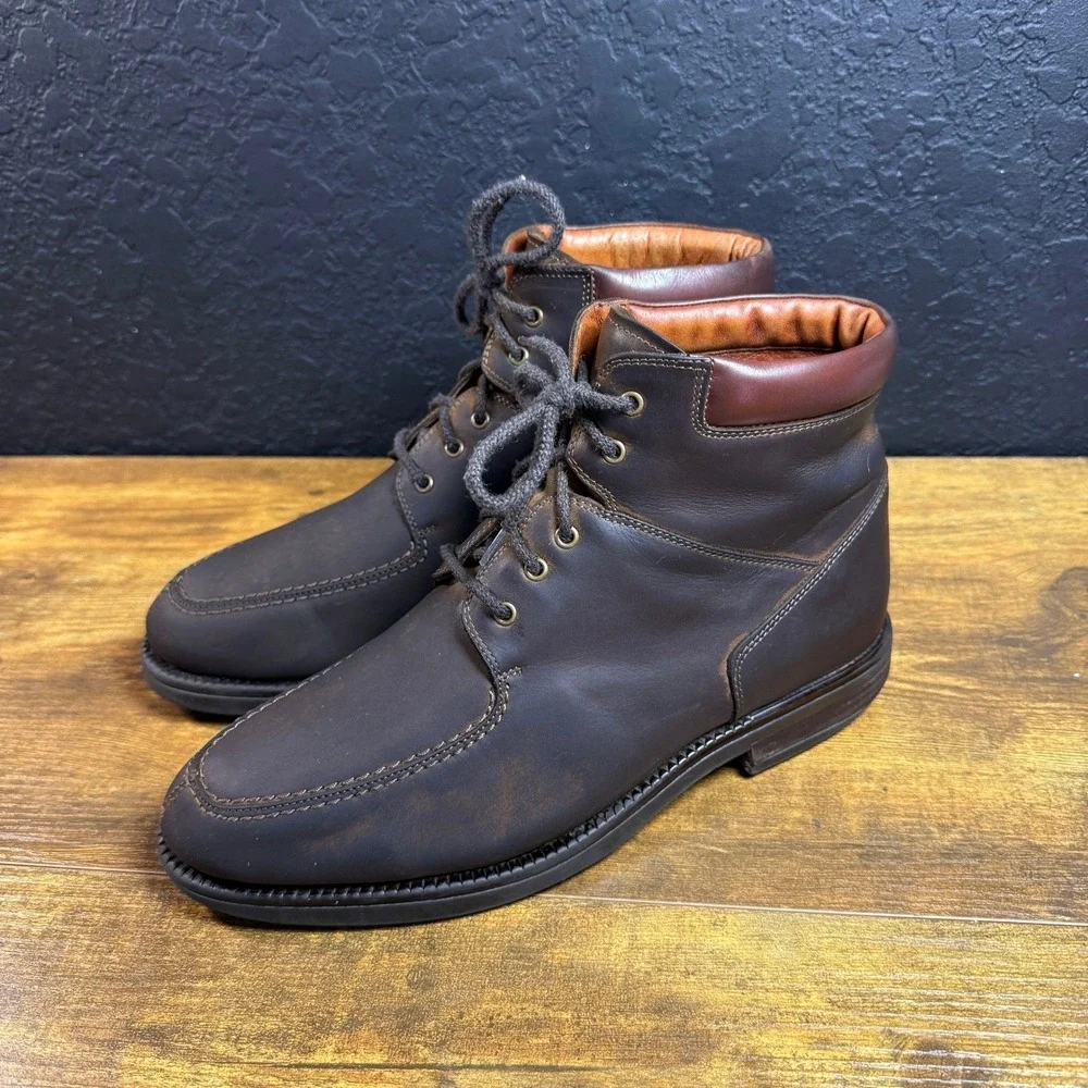 Johnston & Murphy Moc Toe‎ Brown Leather Ankle Boots Mens Size 9 EU 42